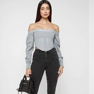 Off-Shoulder Gray Blouse